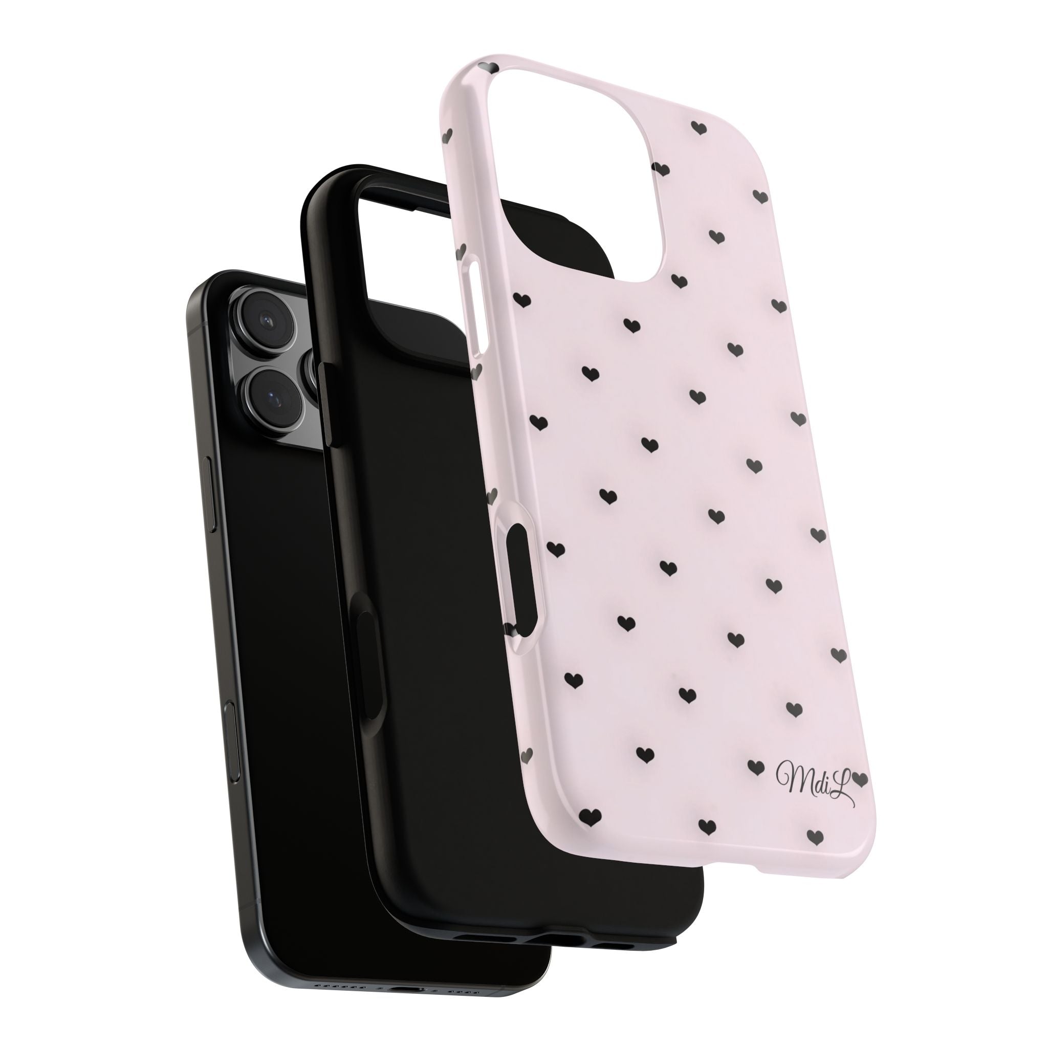 Dotted Hearts | Pink and Black