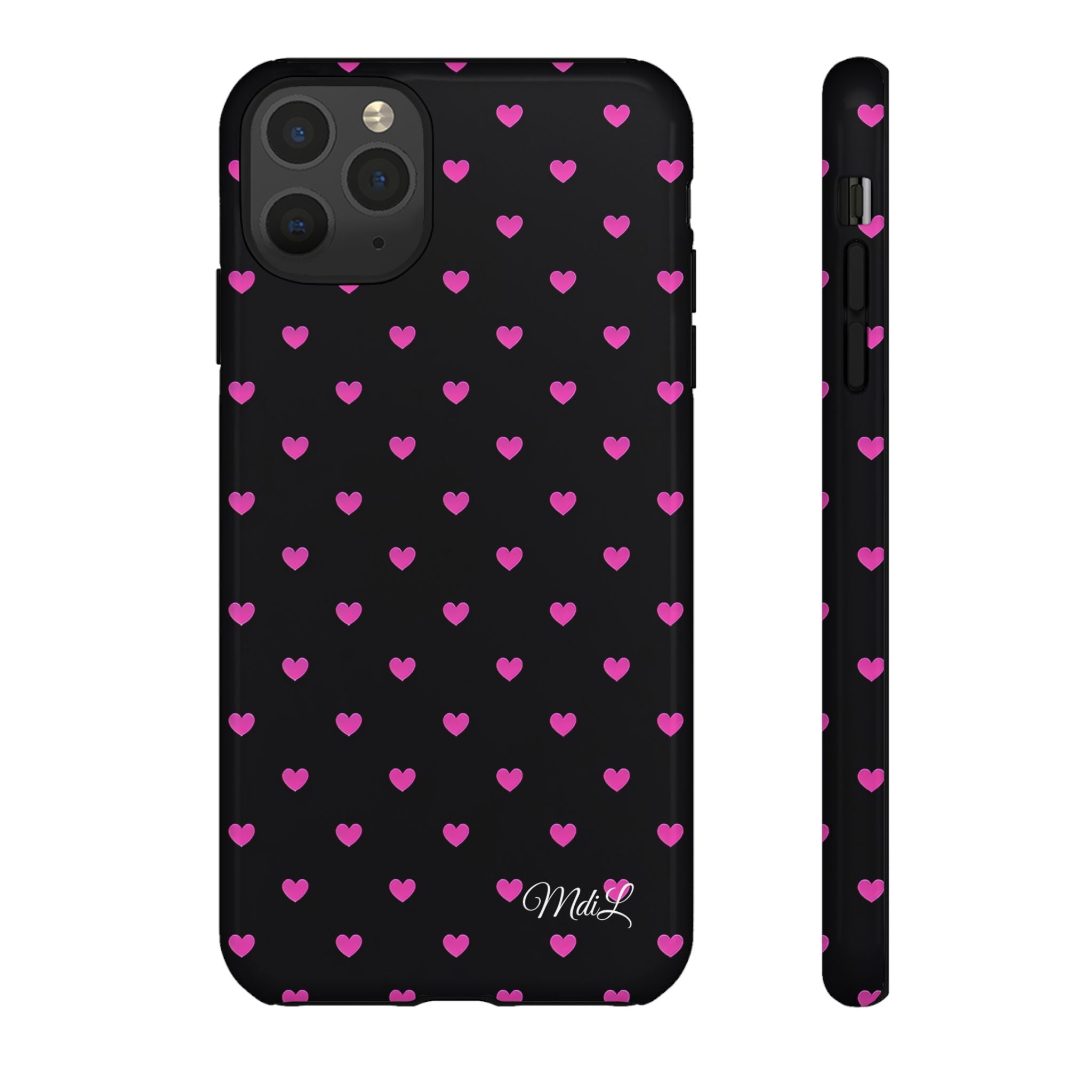 Dotted Hearts | Neon Pink and Black - Mare di Luna