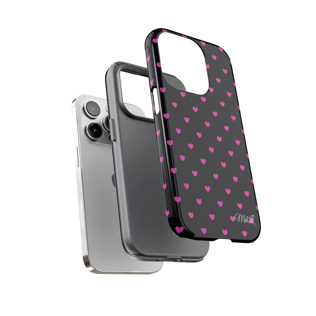 Dotted Hearts | Neon Pink and Black - Mare di Luna