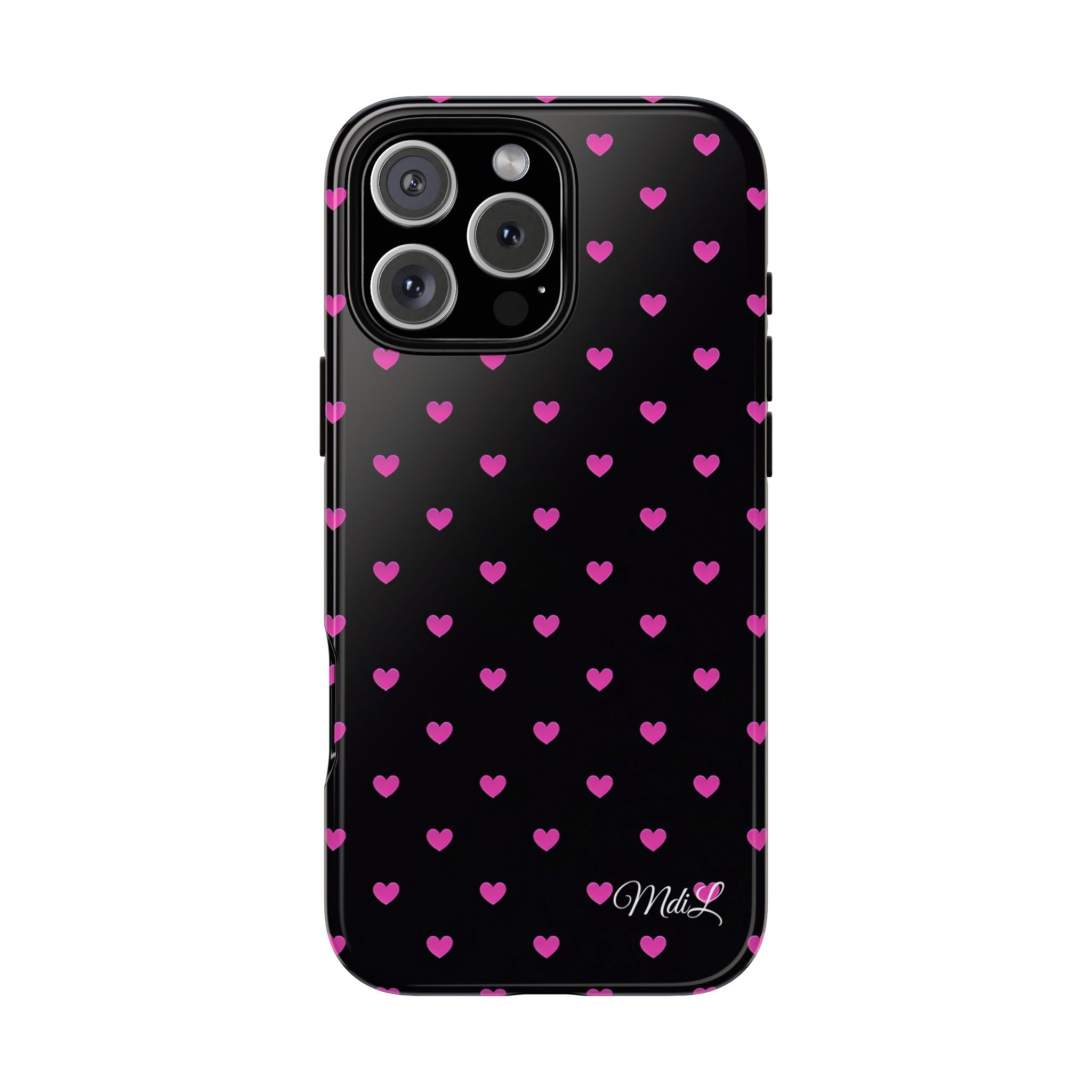 Dotted Hearts | Neon Pink and Black - Mare di Luna