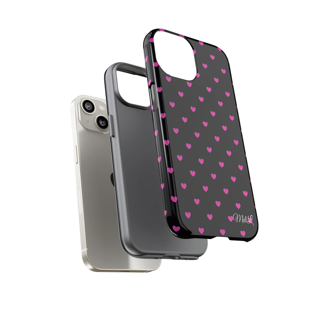 Dotted Hearts | Neon Pink and Black - Mare di Luna