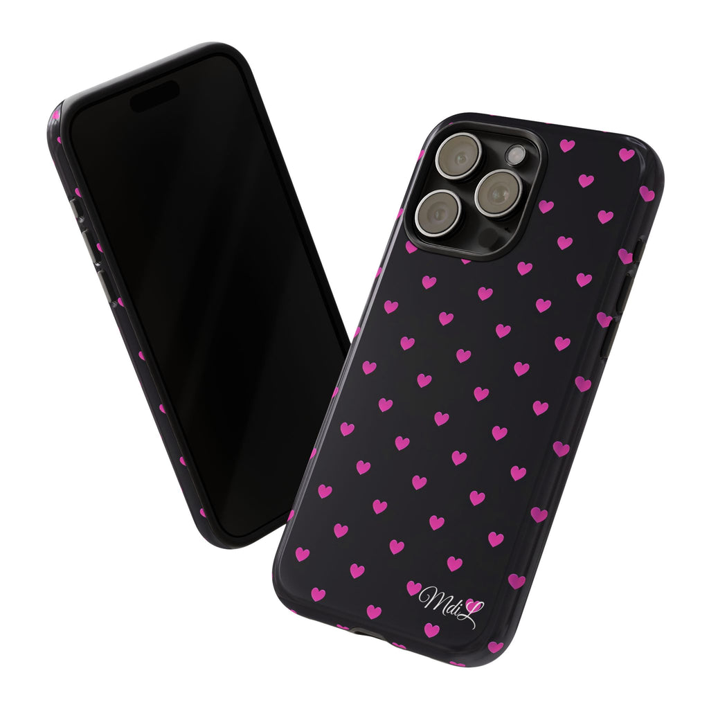 Dotted Hearts | Neon Pink and Black - Mare di Luna