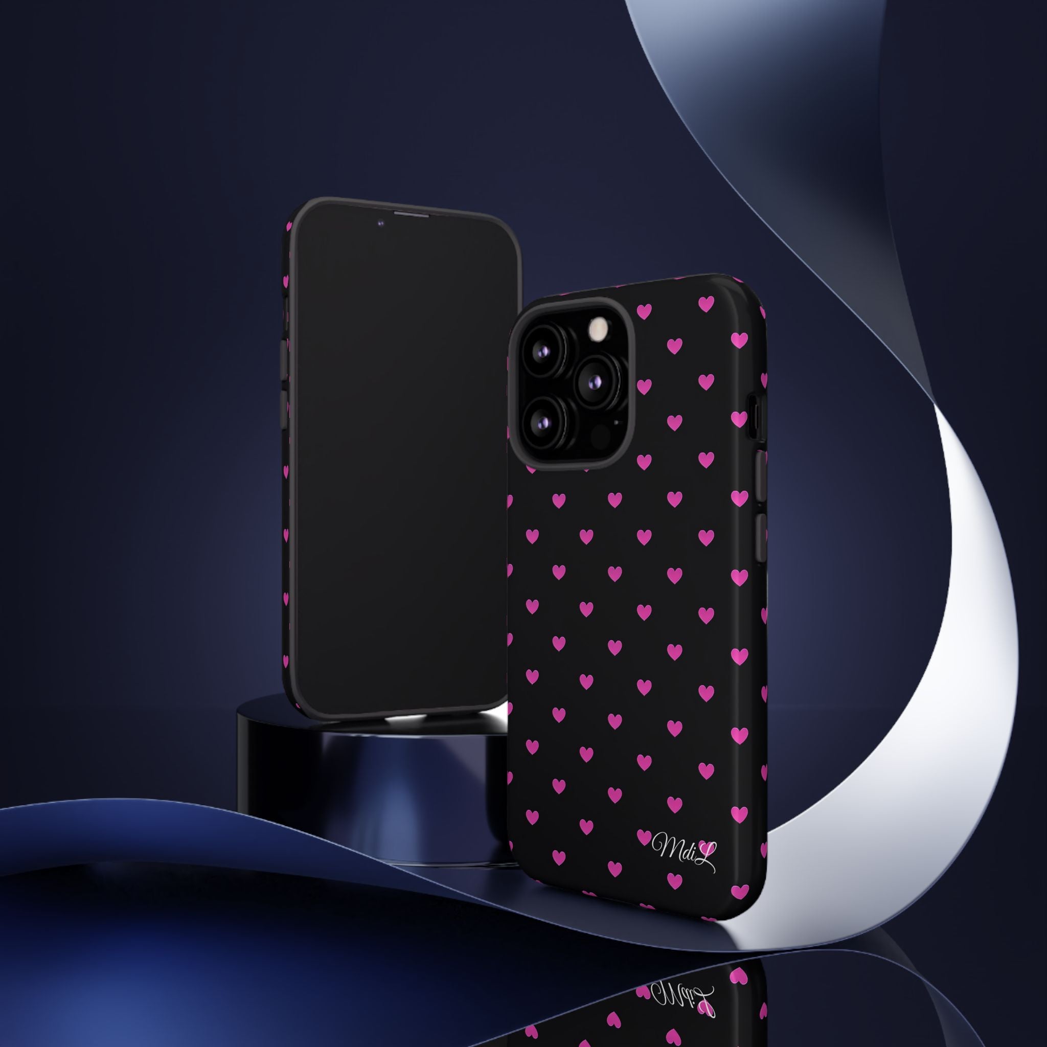 Dotted Hearts | Neon Pink and Black - Mare di Luna