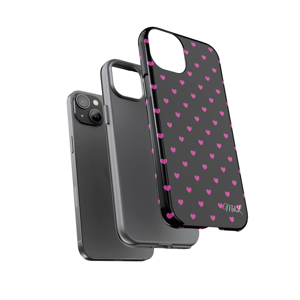 Dotted Hearts | Neon Pink and Black - Mare di Luna