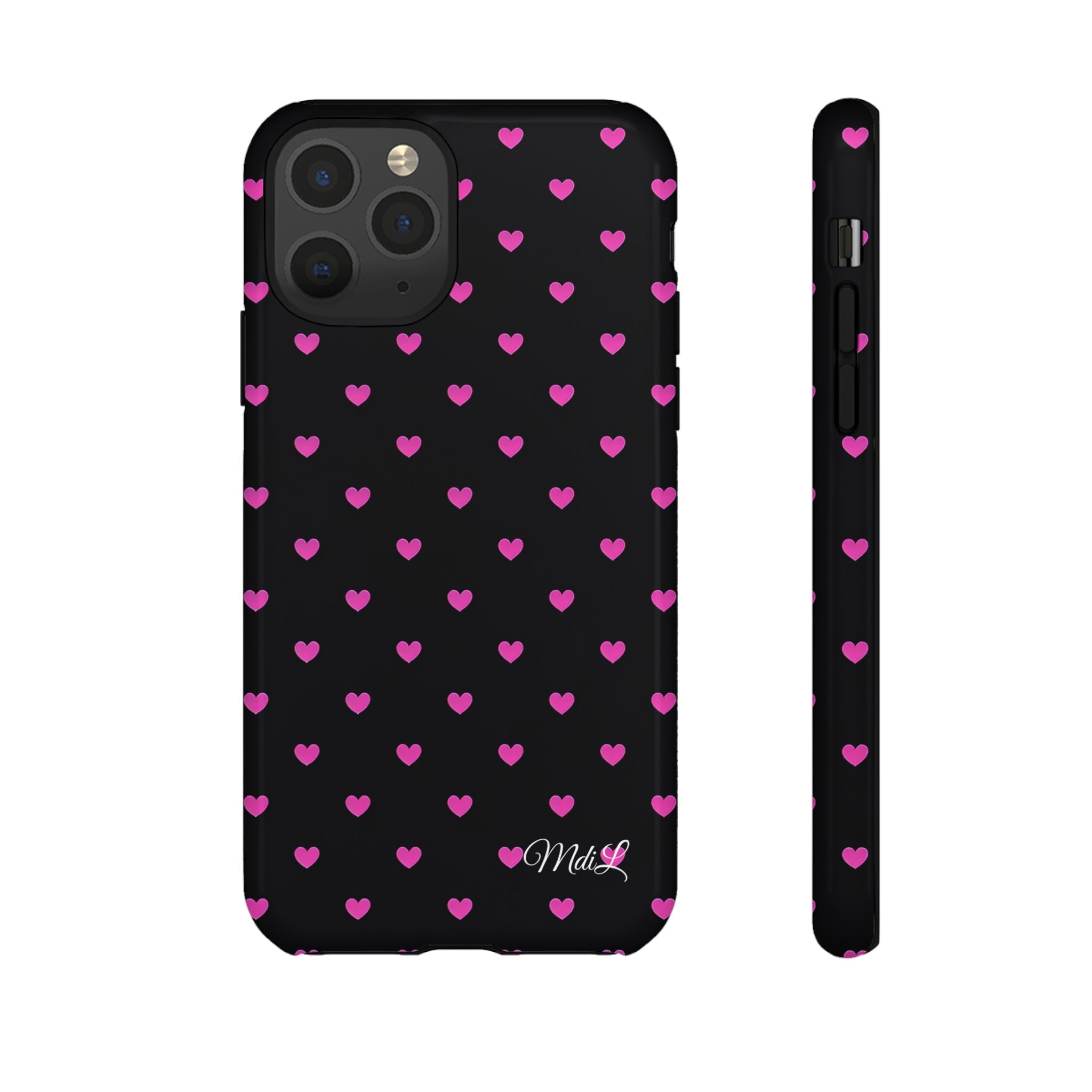 Dotted Hearts | Neon Pink and Black - Mare di Luna