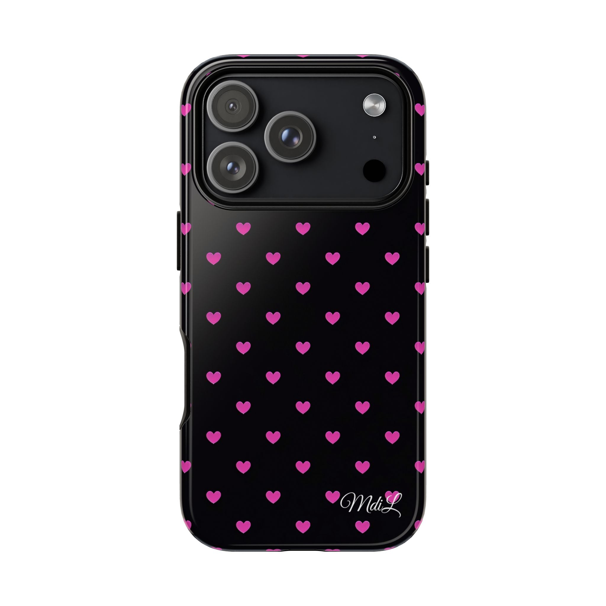 Dotted Hearts | Neon Pink and Black - Mare di Luna