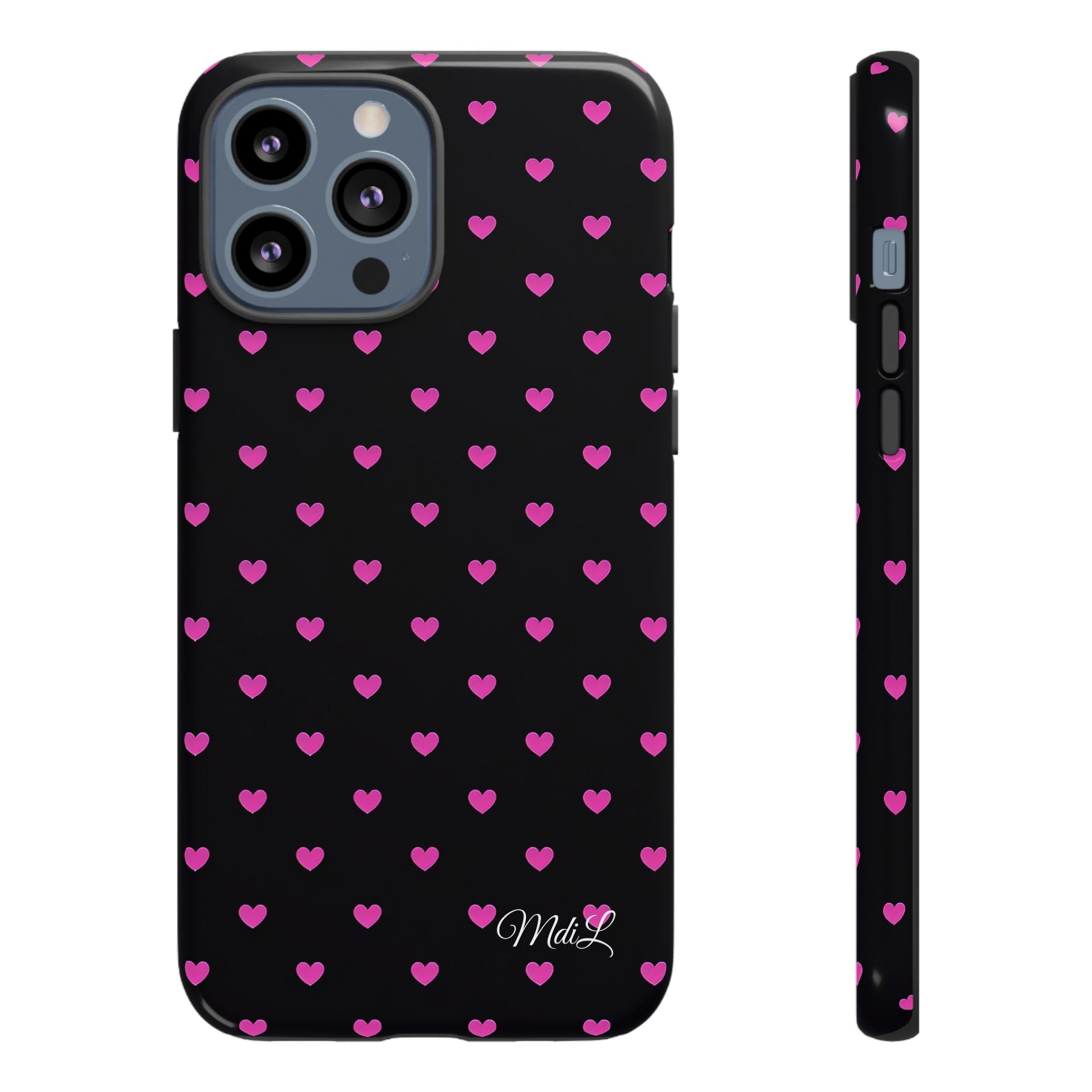 Dotted Hearts | Neon Pink and Black - Mare di Luna