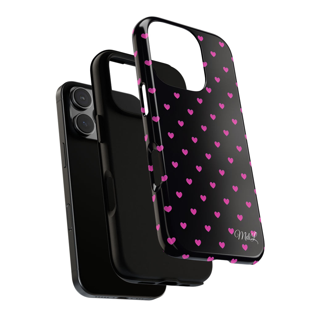 Dotted Hearts | Neon Pink and Black - Mare di Luna