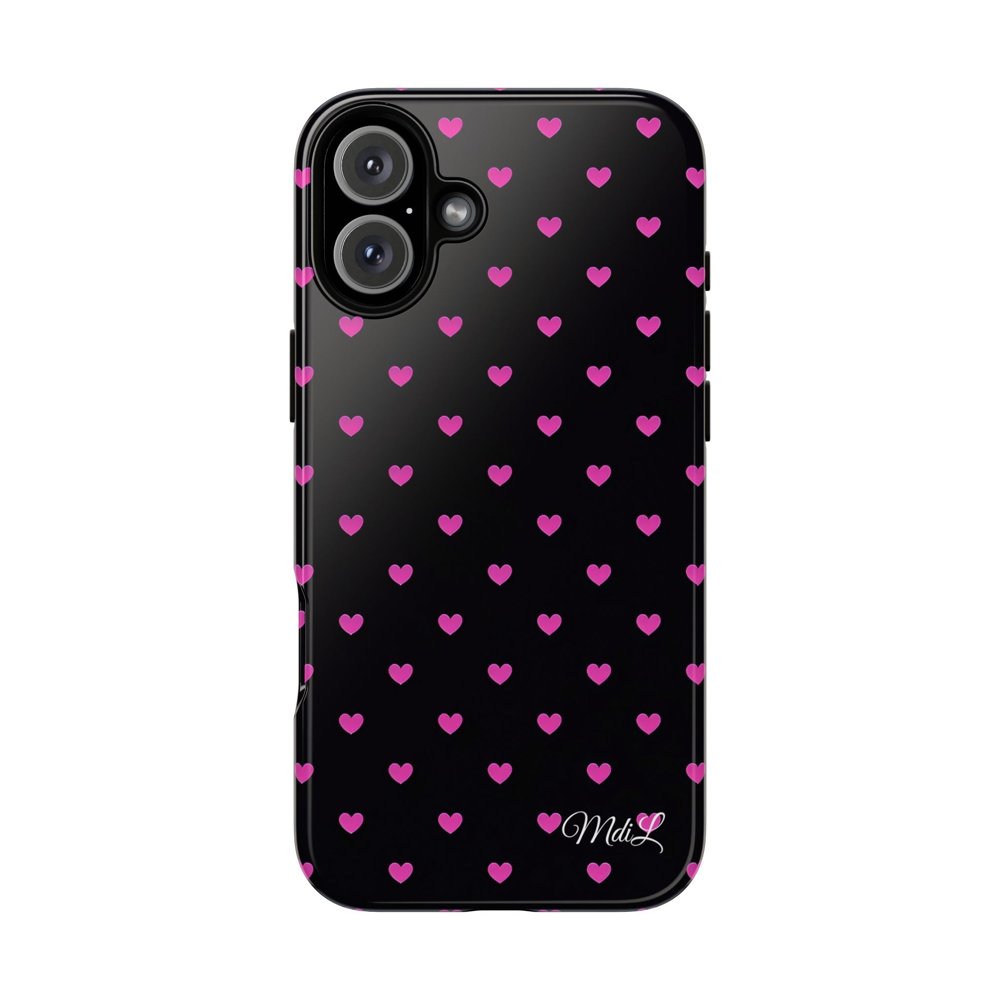 Dotted Hearts | Neon Pink and Black - Mare di Luna