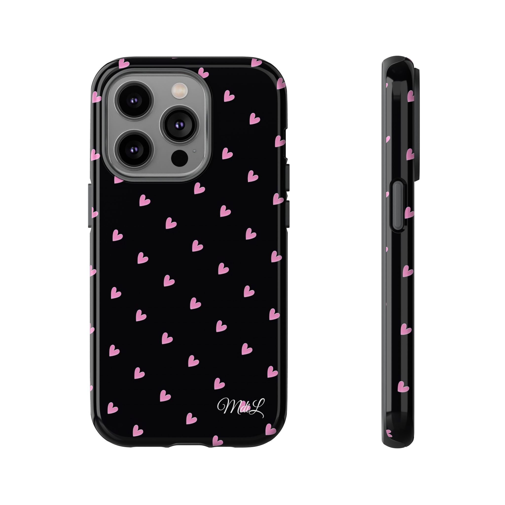 Dotted Hearts | Black and Pink - Mare di Luna