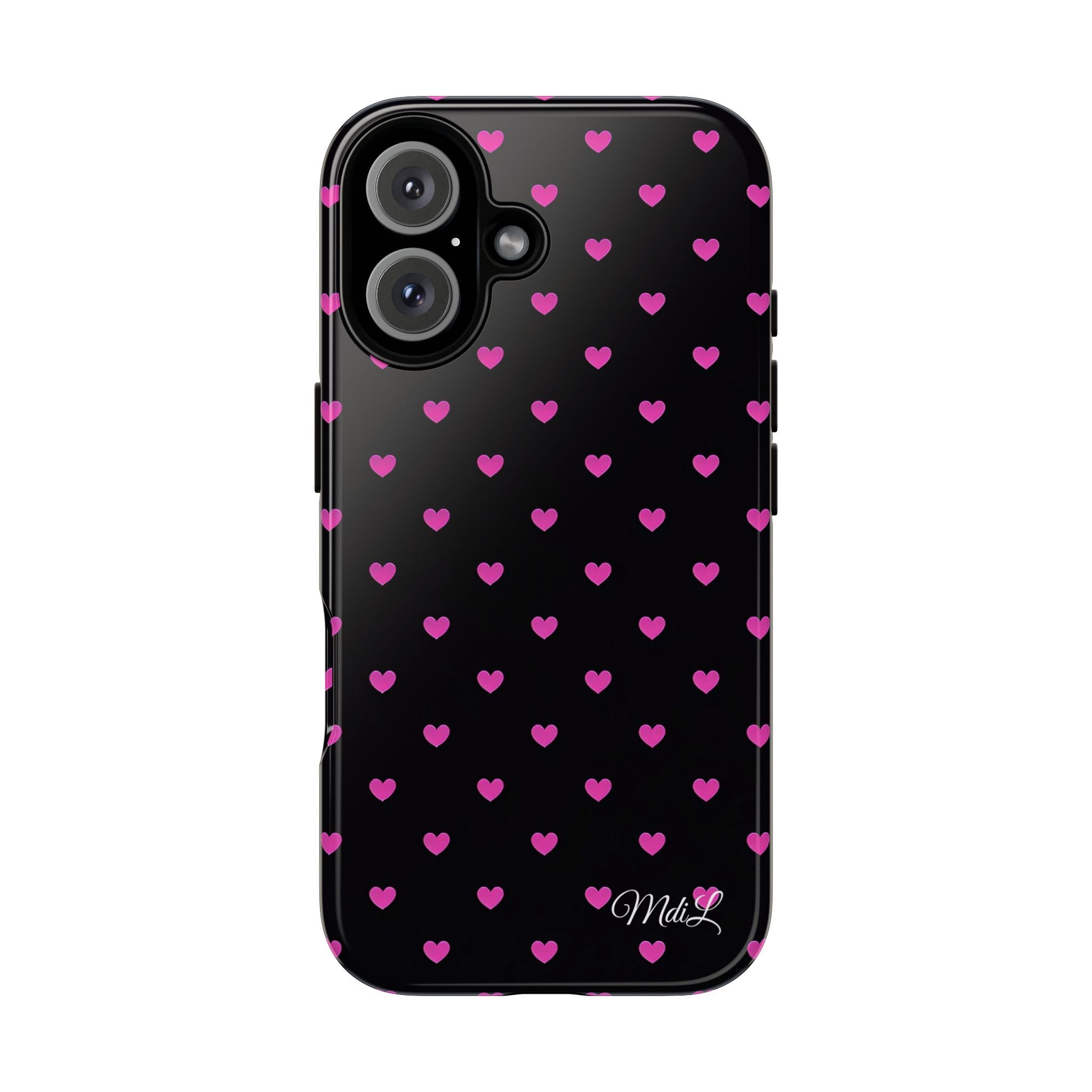 Dotted Hearts | Neon Pink and Black - Mare di Luna