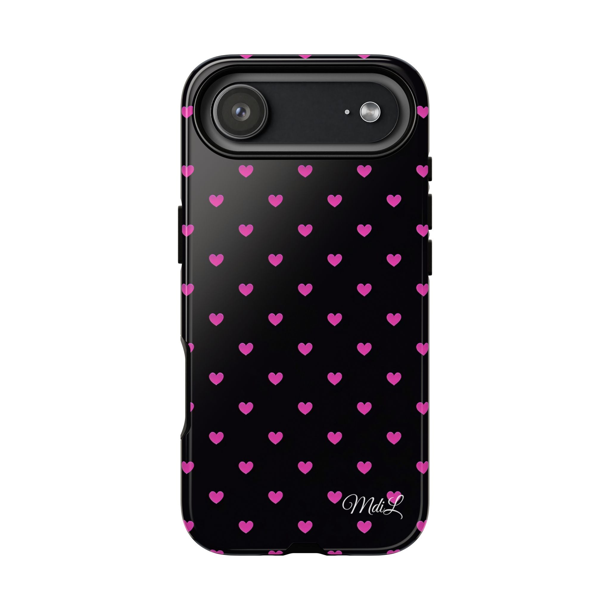Dotted Hearts | Neon Pink and Black - Mare di Luna