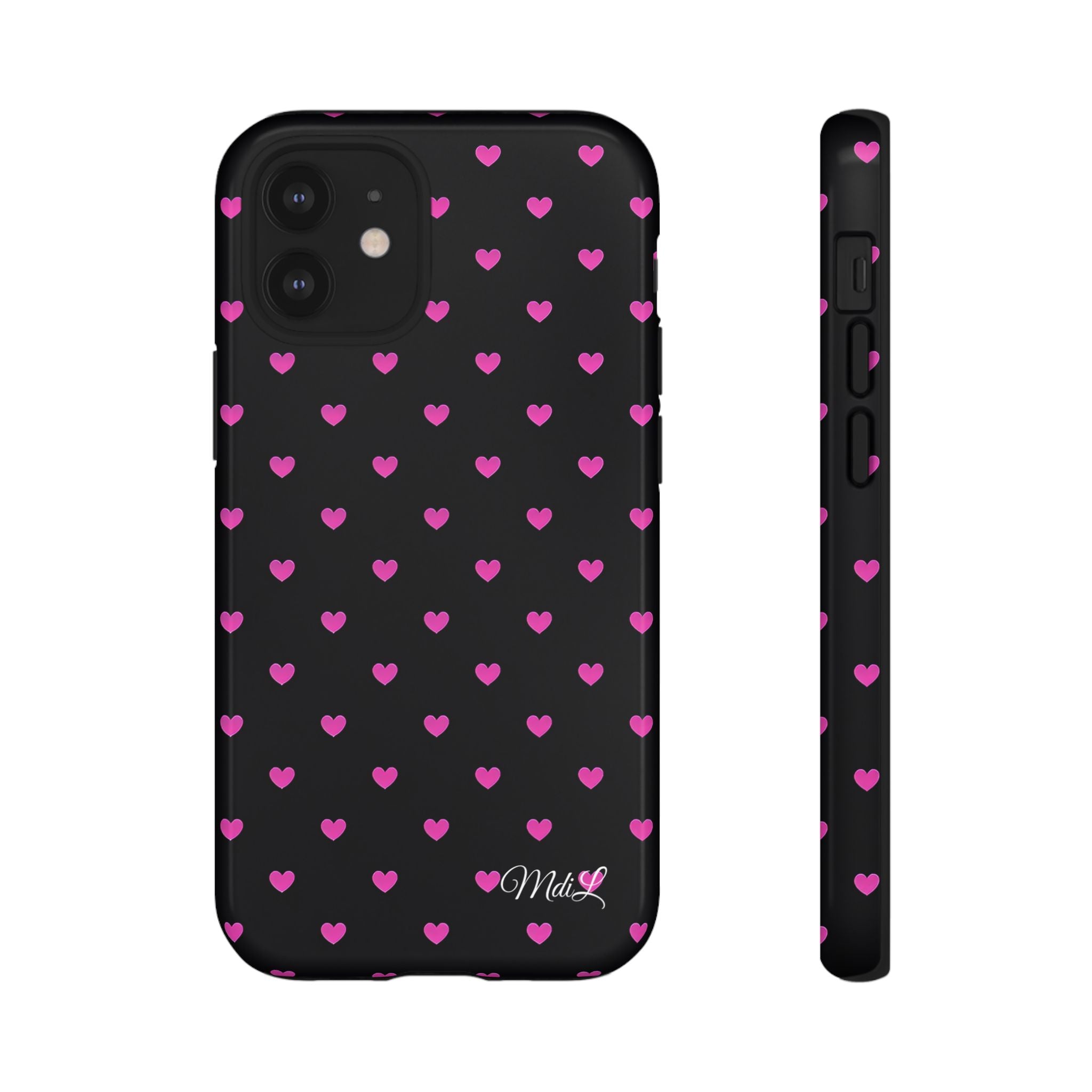 Dotted Hearts | Neon Pink and Black - Mare di Luna