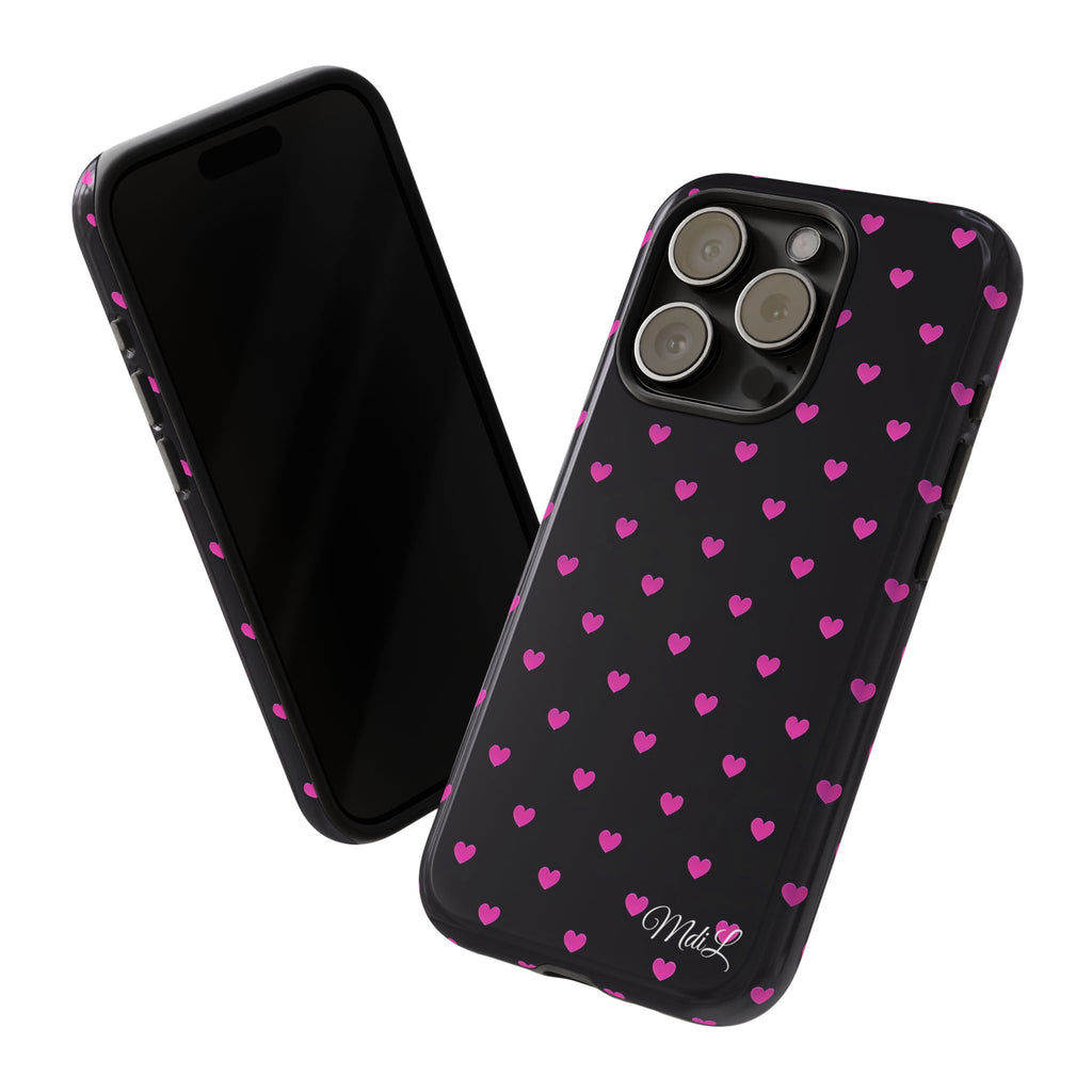 Dotted Hearts | Neon Pink and Black - Mare di Luna